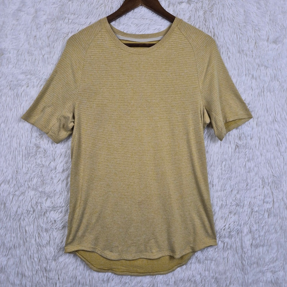 Lululemon Metal Vent Tech Short Sleeve Shirt Mustard Yellow Heathered Mens L